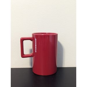 2018 Starbucks Red Ceramic Coffee Cup Tea Mug w/ Square Handle | 10 oz